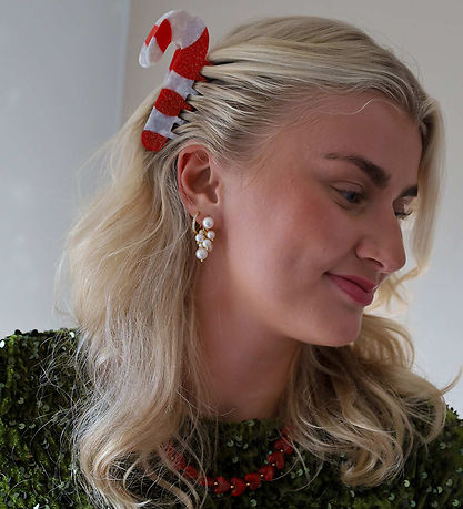 By Stær Hårklemme - Sukkerstok - Hvid/Rød