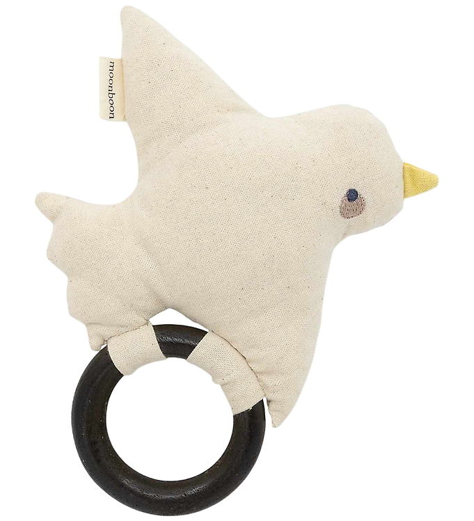 Rangle til baby med en blød, sød fugl på en glat træring | Moonboon