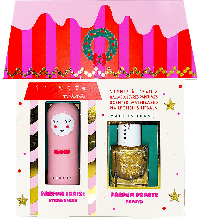 Inuwet Gavesæt - Læbepomade/Neglelak - Strawberry/Papaya