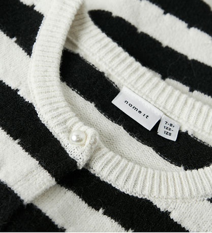 Name it Cardigan - NkfSylvea - Strik - Cloud Dancer/w.Black Stri