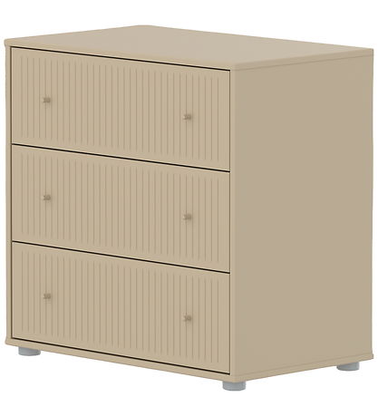 Flexa Kommode - Chest 3 Drw w. Grooves Oat + Oat Knob + Plastic 