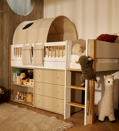 Flexa Kommode - Chest 3 Drw w. Grooves Oat + Oat Knob + Plastic 