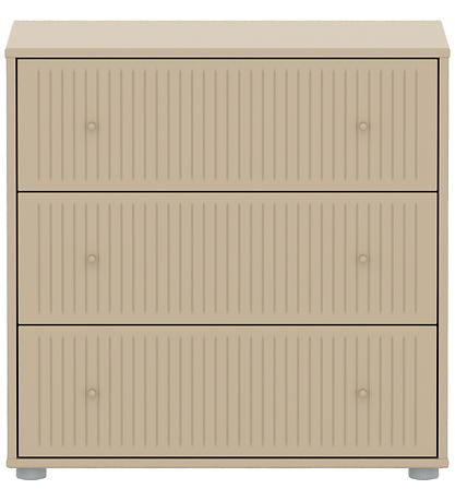 Flexa Kommode - Chest 3 Drw w. Grooves Oat + Oat Knob + Plastic 