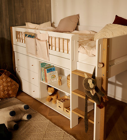 Flexa Kommode - Chest 3 Drw w. Grooves F.Wht + Oak Knob + Plasti