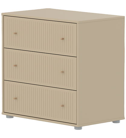 Flexa Kommode - Chest 3 Drw w. Grooves Oak + Oak Knob + Plastic 