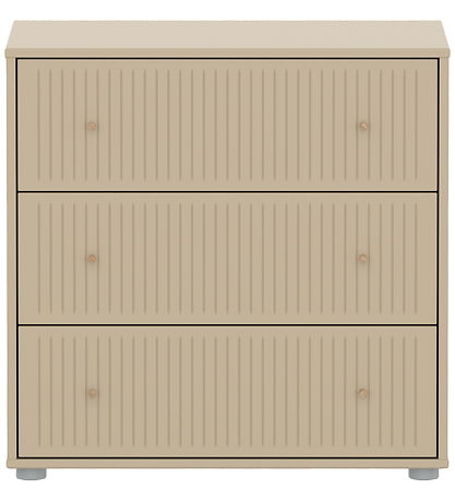 Flexa Kommode - Chest 3 Drw w. Grooves Oak + Oak Knob + Plastic 