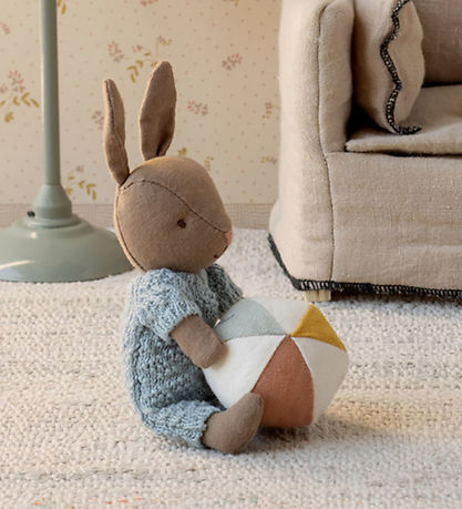 Maileg Hare m. Bold - Micro - Brun/Blå