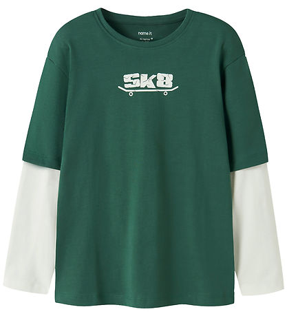 Name It Bluse - 2-Pak - NkmVarto - Navy Blazer/Bistro Green Skul