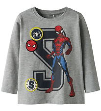 Name It Bluse - Noos - NmmDeep - Spiderman - Grey Melange