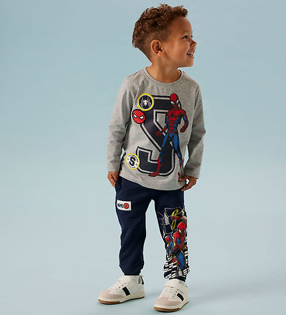 Name It Bluse - Noos - NmmDeep - Spiderman - Grey Melange
