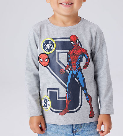 Name It Bluse - Noos - NmmDeep - Spiderman - Grey Melange