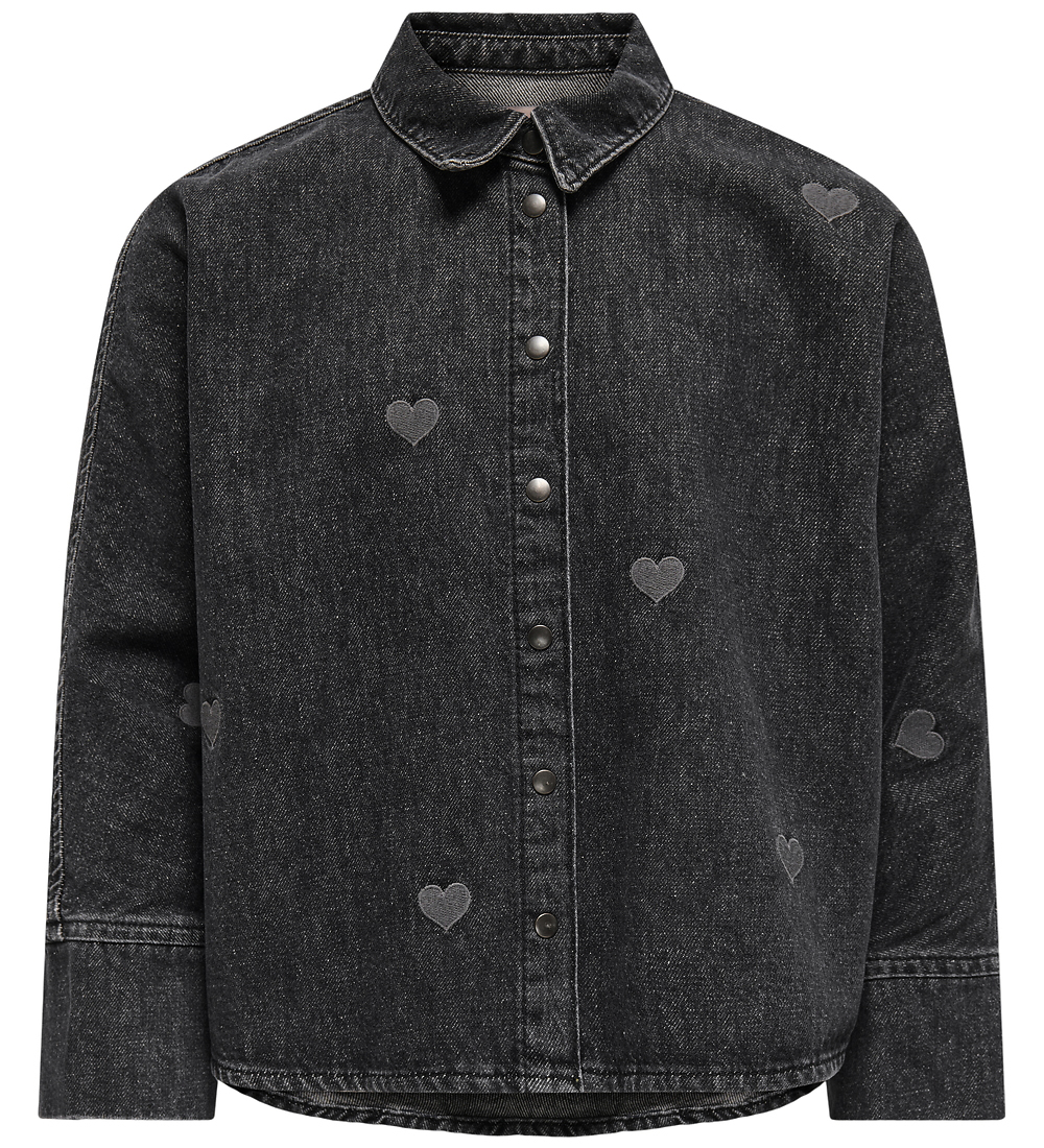 Kids Only Hemd - KogGrace - Gewaschen Black/Heart Bestickt - Kids Only - 12 Jahre (152) - Hemd/Bluse