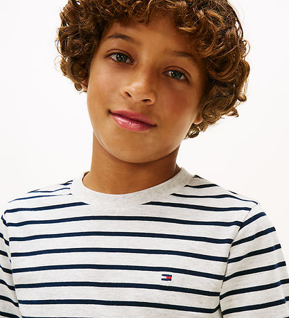 Tommy Hilfiger Bluse - Stripe - Light Grey Heather Stripe Grey