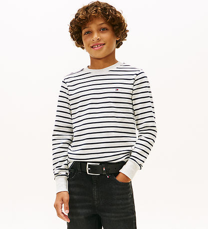 Tommy Hilfiger Bluse - Stripe - Light Grey Heather Stripe Grey