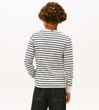 Tommy Hilfiger Bluse - Stripe - Light Grey Heather Stripe Grey