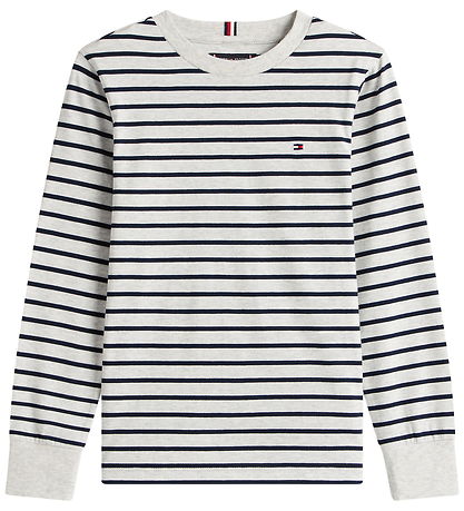 Tommy Hilfiger Bluse - Stripe - Light Grey Heather Stripe Grey