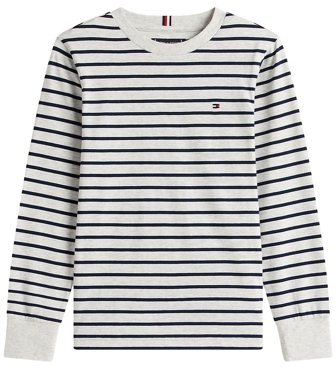Tommy Hilfiger Bluse - Stripe - Light Grey Heather Stripe Grey