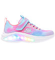 Sketchers Sko m. Lys - Rainbow Reflection - Light Blue/ Multi