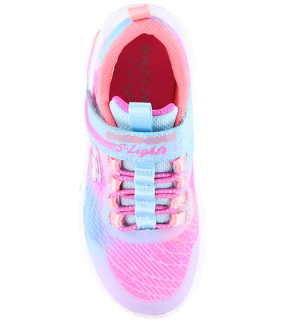 Sketchers Sko m. Lys - Rainbow Reflection - Light Blue/ Multi