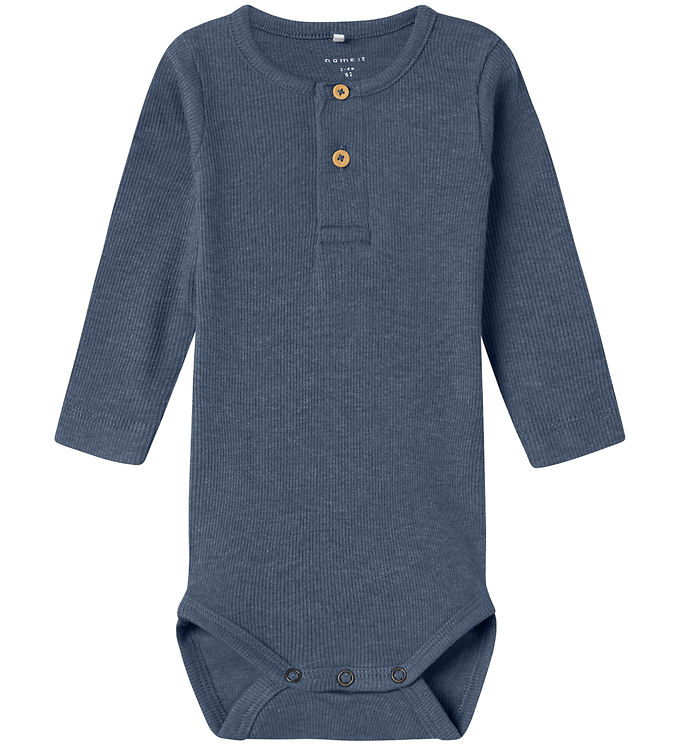 Name It NbmKab - Baby Body med lange ærmer - Rib - blå