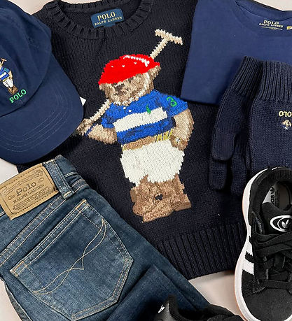 Polo Ralph Lauren Bluse - Strik - RL Navy m. Bamse