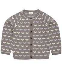 Copenhagen Colors Cardigan - Strik - Naturalmel/Dusty Blue Comb