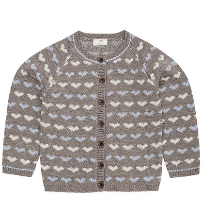 Copenhagen Colors Cardigan - Strik - Naturalmel/Dusty Blue Comb