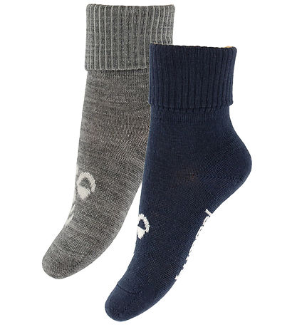 Hummel Strømper - HmlMini - 2-pak - Uld - Dress Blues/ Grey Mela
