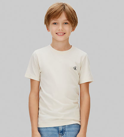 Calvin Klein T-shirt - 2-pak - Monogram - Sandy Beige/ Whitecap 