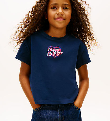 Tommy Hilfiger T-shirt - Heart Embro - Dark Night/ Navy Blue