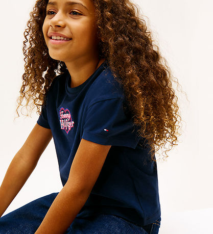 Tommy Hilfiger T-shirt - Heart Embro - Dark Night/ Navy Blue