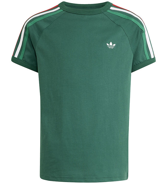 adidas Originals T-shirt - 3 Stripe - Drkgrn/White