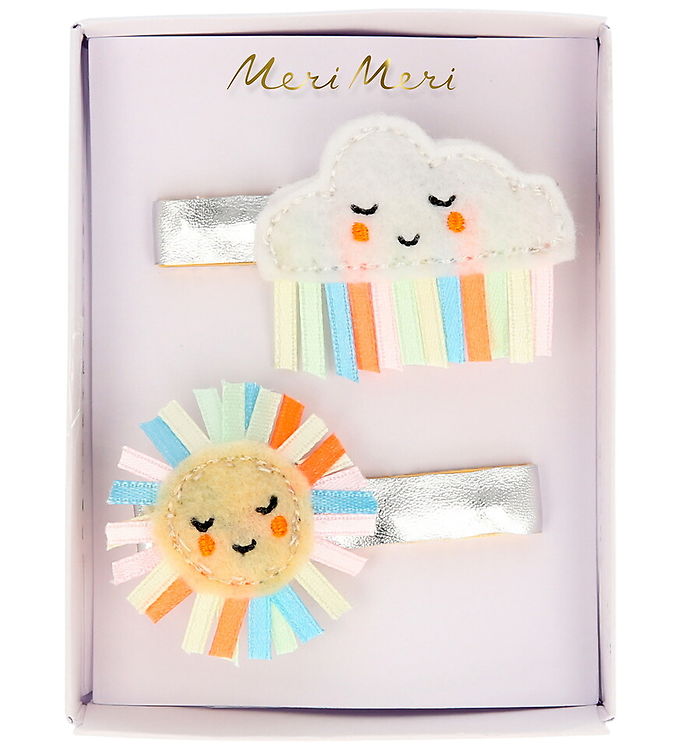 Meri Meri Hårspænder - 2-pak - Rainbow Sun/Cloud