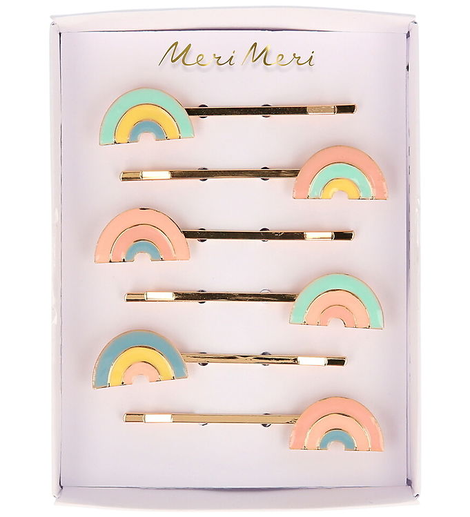 Meri Meri Hårnåle - 6-pak - Rainbow