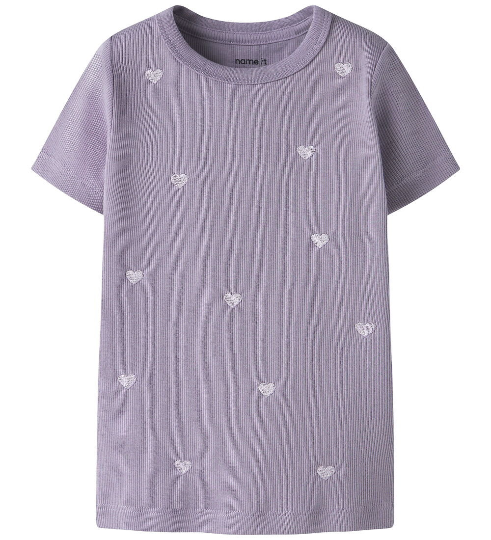 Name It T-Shirt - Noos - Rib - NmfNakal - Lavender Gray - Name It - 4 jaar (104) - T-Shirts