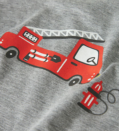Name It Nattøj - Noos - NmmNightset Firetruck - Grey Melange/Dar