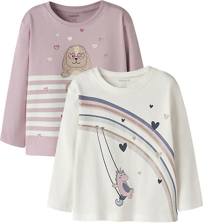 Name It Bluse - 2-pak - NmfValiane - Cloud Dancer/Dawn Pink