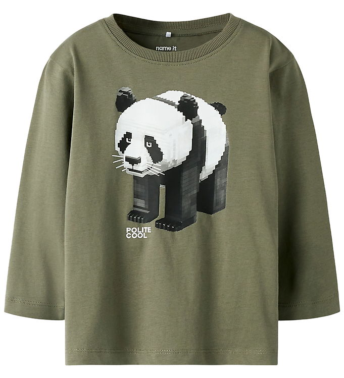 Name It Bluse - NmmSalan - Dusty Olive m. Panda