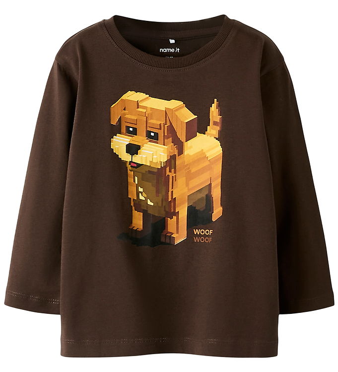 Name It Bluse - NmmSalan - Seal Brown m. Hund