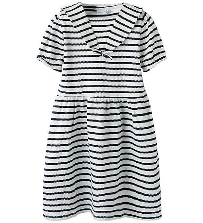 Name It Kjole - Rib - NmfKattie - Cloud Dancer/Sky Caprain