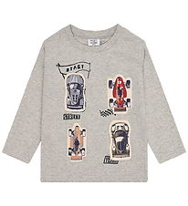 Hust and Claire Bluse - HcAnton - Soft Grey Melange m. Racerbile