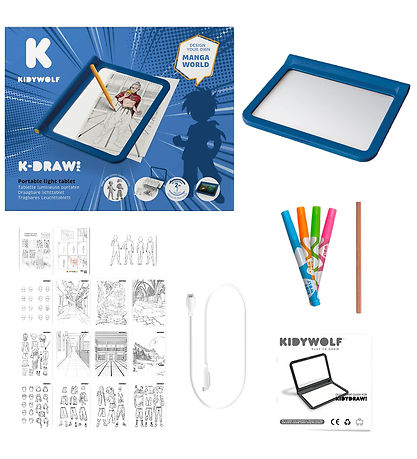 Kidywolf Tegnetavle m. Lys - KidyDraw-Pro - 2-i-1