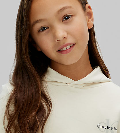 Calvin Klein Hættetrøje - Small Monogram - Whitecap/ Grey