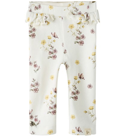 Lil' Atelier Leggings - NbfGavo - Coconut Milk/ Flower Mix