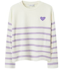 Name It Bluse - Strik - NkfLine - Purple Rose/ Cloud Dancer