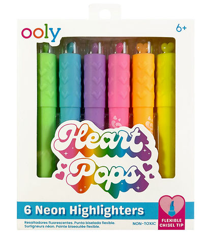 Ooly Overstregningstuscher - 6 stk - Heart Pops Neon