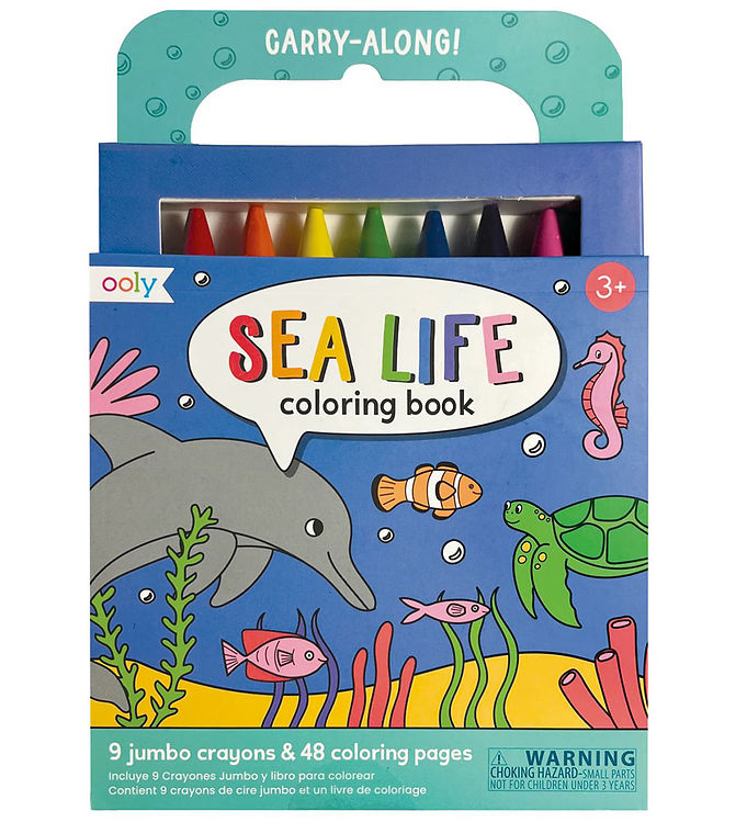 Ooly - Farvekridt Og Malebog - Sea Life - Carry Along