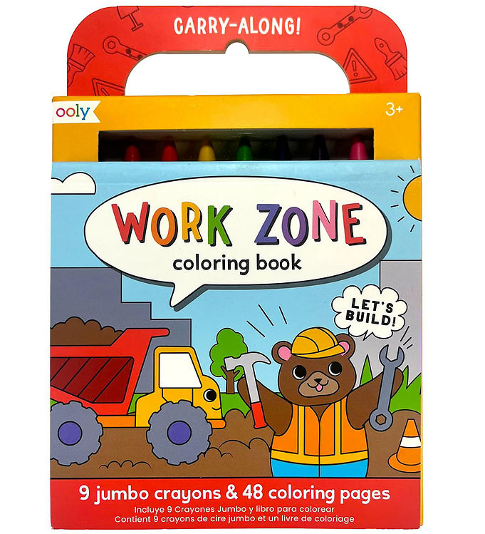 Ooly Farvekridt m. Malebog - Carry Along - Work Zone
