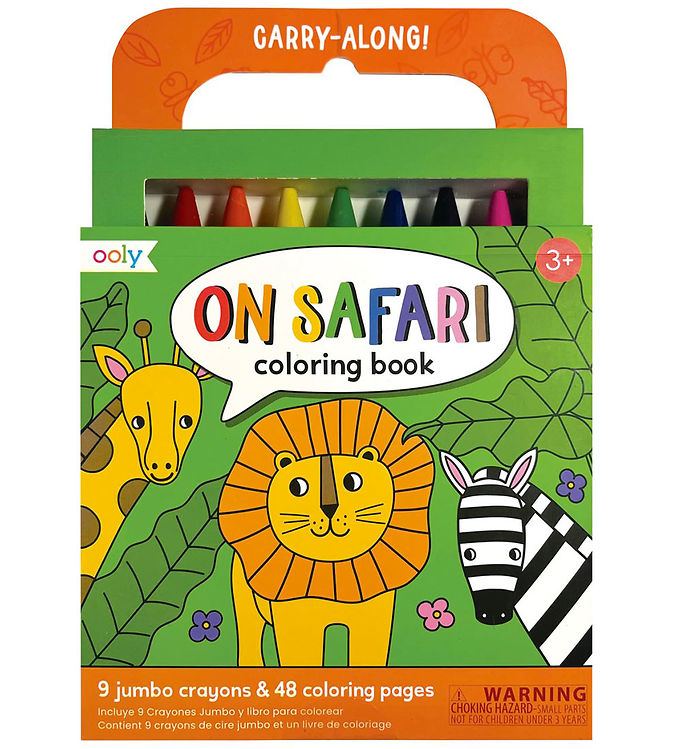 Ooly Farvekridt m. Malebog - Carry Along - Safari