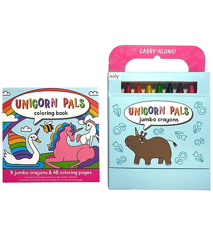 Ooly Farvekridt og malebog - Unicorn Pals - Carry Along
